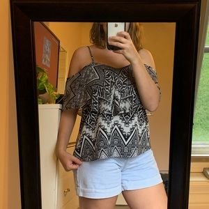 🍁 2/$20❕Black & White Patterned Layered Tank Top